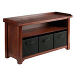 Winsome Wood Verona Storage Bench, Walnut with Black Baskets