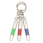 Futheda 3pcs Bullet Shape Keychain Static Eliminator Discharger Car Human body High Voltage Anti Static Keyring Static Eliminator Silver Tone (Fuchsia, Blue and Green)