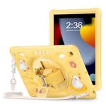 ProElite Cover for Apple iPad 10.2 inch Case Cover, Tough Bubble Kids case Cover for Apple iPad 10.2" 9th/8th/7th Gen with Rotating Kickstand & Shoulder Strap, Yellow