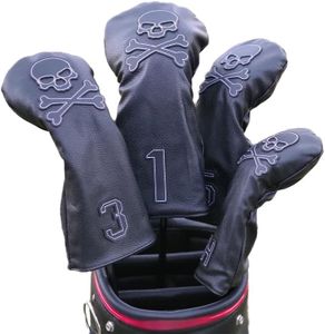 4 Pcs Golf Club Head Covers PU Leather Skull Golf Club Covers for Drivers, Fairway Woods, and Hybrids Fit Most Golf Clubs Golf Headcovers Set