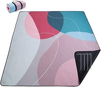 PY SUPER MODE Picnic Blankets Extra Large, Waterproof Foldable Outdoor Beach Blanket Oversized 83x79” Sandproof, 3-Layer Picnic Mat for Camping, Hiking, Travel, Park, Concerts(Abstract Pink)