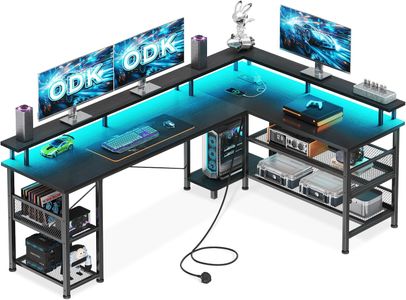 ODK L-Shaped Gaming Desk – Black Corner Computer Table