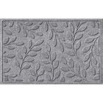 Bungalow Flooring Waterhog Door Mat, 2' x 3', Made in USA, Durable and Decorative Floor Covering, Skid Resistant, Indoor/Outdoor, Water-Trapping, Brittney Leaf Design, Medium Grey