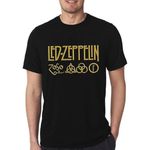 Led Zeppelin Symbols English Rock Band Heavy Metal Music Graphic T-Shirt XXL Black