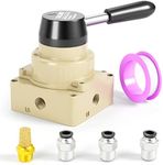 TAILONZ PNEUMATIC Rotary Lever Hand Valve HV-02 1/4”NPT Air Flow Control 3 Position 4 Way