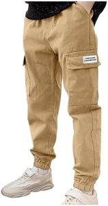 Cargo Pants Kids Big Boys Fashion Children School Pant with Multi Pockets Guard Trousers Casual Outwear Pants Outdoor Long Sweatpants for Teens Bottoms Cute Preppy 2025 Spring Fall Clothes Outfits