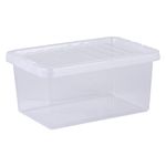 Wham Crystal 11L Small Under Bed Plastic Storage Boxes With Lids - Pack of 5. Clear, Strong, Stackable, Nestable (5x 11 Litre) Made in UK