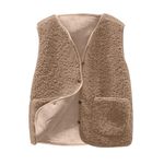 Ladies Waistcoats Plus Size Women's Gilets Teddy Fleece Jacket Women's Warm Vest Sherpa Waistcoat Lightweight Cozy Gilets Ladies Winter Jacket with Pockets Fur Fuzzy Outwear