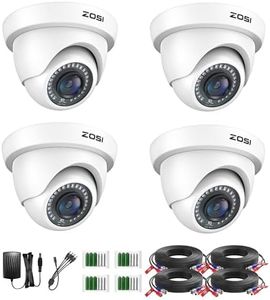 ZOSI 4 Pack 2MP HD Security Cameras Kit, Home CCTV Dome Camera for 4K/5MP/1080P HD-TVI Analog DVR System, 80ft Night Vision, for Indoor Outdoor(White)