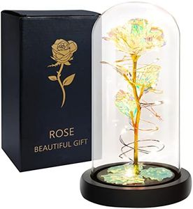 Ninonly Mothers Day Gift Rose Light Gifts for Women,Colorful Rainbow Artificial Rose Flower with LED,Galaxy Rose Gifts for Mom Girlfriend Wife Valentine Day Wedding Anniversary Birthday Christmas