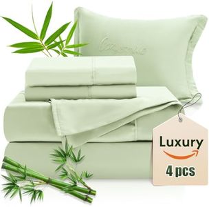 Luxury Sheets 100% Viscose Derived from Bamboo, 4pcs Cooling Sheet Set for Hot Sleeper, King Size Bedding, 16" Deep Pocket, Mint Green