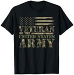 Proud Soldier United States Army USA Flag Camouflage Veteran T-Shirt