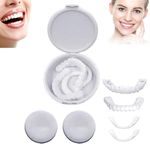 Suweiyuanshiyi 2 Pairs Fake Teeth Braces Whitening Tooth Covering Snap On Teeth Top and Bottom Clip in Veneers Teeth Temporary Upper and Lower False Teeth for Men Women（White）