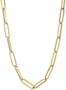 SHOP WGS 5.0MM 14K Solid Gold Paperclip Chain Necklace for Men & Women | with Lobster Claw Clasp Italian 14K Real Gold Jewelry Gifts 24 Inch, Yellow Gold