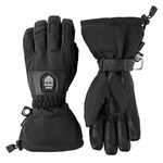 Hestra Unisex Heater Gauntlet 5-Finger Gloves, Waterproof, Leather Electric Warming Alpine Ski Gloves for Men & Women, Black/Black, 9