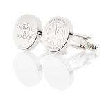 Memorable Time Personalised Silver Round Cufflinks in a Leatherette Box - Engraved With Your Custom Text