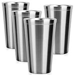 Stainless Steel Cups 16 oz, Beasea 4 Pack Stainless Steel Tumbler Double Wall Vacuum Insulated Drinking Cups Metal Drinking Glasses for Kids and Adults