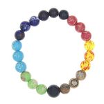 Rosemarie & Jubalee Multi-Colored Beaded Natural Semi Precious Stone Chakra Stretch Bracelet