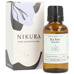 Nikura Tea Tree (Australian) Essential Oil - 30ml | 100% Pure Natural Oils | Perfect for Skin, Aromatherapy, Diffusers, Humidifier, Bath | Great for Self Care, Hair | Vegan & UK Made