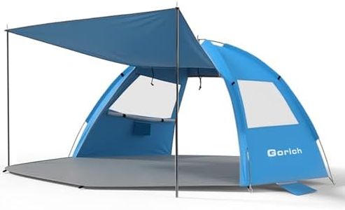 Gorich Beach Tent Sun Shelter with Canopy, Easy Setup UPF50+ UV Protection Sun Shade for 3-4/5-6/7-8 Person, Lightweight & Compact Beach Umbrella for Family Travel