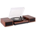 Fenton RP165C Record Player with Bluetooth, Built-in Stereo Speakers, 3-Speed Turntable, RCA Output, Vinyl-to-MP3 Recording - Cherry Wood Finish