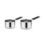 Kitchen Clue Stainless Steel Induction Base Saucepan Combo Set of 2 Pcs for Kitchen (1600_2000 ML) Ideal for Making Tea/Boiling Water I TRIPLY Base & Silicon Grip Handle I Tea Pan Inductron Base