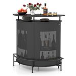 TANGZON 4-Tier Liquor Bar Table, Metal Frame Wine Bar Cabinet with 3/6 Glass Holders, Adjustable Foot Pads & Footrest, Freestanding Wine Rack Table for Home Kitchen Bistro Cafe (Half Round)