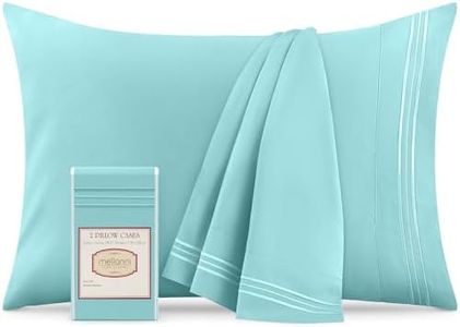Mellanni Pillow Cases - 2 PC Iconic Collection Pillowcases - Luxury, Extra Soft, Cooling Pillow Covers - Envelope Closure (Standard/Queen 20" x 30", Aqua)