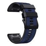 Abanen Quick Fit 22mm Silicone Watch Bands for Garmin Forerunner 955,Fenix 7,epix 2,Fenix 5, Soft Sport Bicolor Waterproof Wristband Strap for Gramin Instinct 2 Solar/Instinct (Dark Blue-Black)