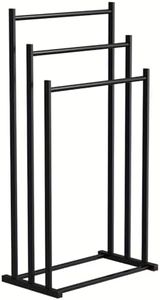 3 Tier Freestanding Towel Rack, Tall Metal Towel Stand with Rust-Resistant Coating, 44x25x84cm Pool Towel Drying Shelf for Bathroom, Laundry, Swimming Pool & Outdoor Use, Easy Assembly, Black