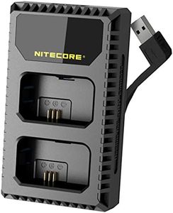 NITECORE USN1 USB Camera Battery Charger for Sony NP-FW50 Batteries, Dual Slot Travel Charger, Black