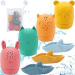 Jiosdo Baby Bath Toys, 8 Pcs Silicone Mold Free Bath Toys for Babies, Squeeze Spray Bath Toys Sensory Toys for Kids, Bathtub Pool Beach Water Toys for Toddlers, Gift for 1 2 3+ Year Olds Boys Girls