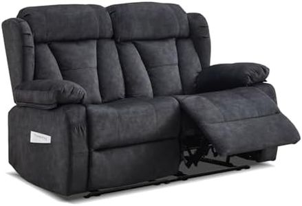 DUNELLA Home Theater Seating Love Seat Recliner, Manual Double Reclining Loveseat, 2 Seater Sofa for Living Room RV Furniture (Grey, Loveseat Sofa)