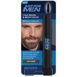 Just For Men 1-Day Beard and Brow Colour Brush, For Instant 1-Step Grey Coverage, Brush-In, Wash-Out, For A Thicker Well-Defined Look, Medium Brown