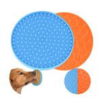 2PACK -Buddy Treat Mat,Dog Licky Pad, Perfect Curve Lick Pad - Dogs Bath Buddy- Grooming Helper-Super Suction- Just Add Peanut Butter (orange+blue)