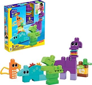 Mega BLOKS Bruco Muovi e Suona, Set con 30 Grandi Blocchi da Costruzione e Pezzi Speciali, ​Include 8 funzioni sensoriali per favorire Lo Sviluppo, Giocattolo per Bambini 1+ Anni, HKN44