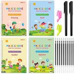 Large Magic Ink Practice Copybook for Kids, Reusable Handwriting Workbooks for Preschools, Tracing Letter Writing Book with Pen Refill and Handwriting Aid(4book+2 pen+10 pen refill)