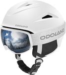 Odoland Snowboard Helmet, Ski Helmet with Ski Goggles for Adults, Durable PC Shell & EPS Foam, Safety Snow Helmets Goggles for Men Women Youth, White, L