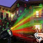 Christmas Projector Lights Outdoor, Waterproof Christmas Laser Lights Landscape Spotlight Decorative Stage Lights with Red and Green Xmas Patterns for Party Garden Patio Wall Ceiling Floor