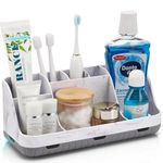 GFWARE Marble Bathroom Organizers Countertop - Detachable 7 Slots Electric Toothbrush and Toothpaste Holde for Bathroom Accessories Counter Organizer and StorageVanity Sink, Grey