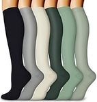 6 Pairs Compression Socks for Women and Men, 20-30mmHg Support Knee High Socks for Nurses,Athletic,Flying