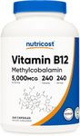 Nutricost Vitamin B12 (Methylcobalamin) 5000mcg, 240 Capsules - Vegetarian Caps, Non-GMO, Gluten Free B12 Supplement