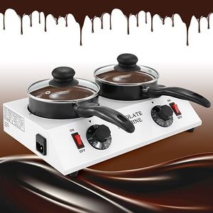 WICHEMI Chocolate Melting Pot Chocolate Tempering Machine Commercial Electric Melter Fondue Pot for Chocolate, Butter, Cheese, Cream, Candy, Milk, Coffee, Desserts (Double Pots)