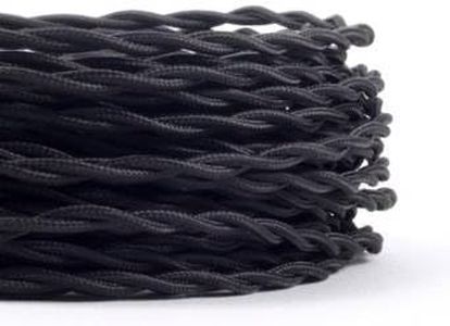 10 METERS 3 Core Black - ANTIQUE BRAIDED TWISTED WOVEN SILK FABRIC LAMP FLEXIBLE CABLE WIRE CORD LIGHT (MLCA020METERS10)