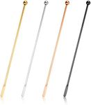 4Pcs Stainless Steel Stirrers Stir Cocktail Drink Swizzle Stick, 7.5'' Beverage Stirrers Metal with Small Rectangular Paddles, Reusable Stir Sticks for Coffee Bar Chocolate Milk (4 Colors)