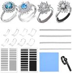 Anpro Ring Sizer Adjuster for Loose Rings - 52Pack Ring Size Adjusters Set, 3 Sizes for Different Band Widths,4 Sizes,Mandrel for Making Jewelry Guard, Spacer with Polishing Cloth,1-17 USA Rings Size