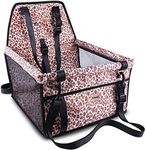 Petbobi Small Dog Car Seat, Dog Car Booster Seat for Small Medium Dogs 5-15 lbs, Foldable Front Seat Safety with Sturdy PVC Tube Frame, Breathable Mesh, Leopard Print