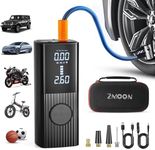 ZMOON Portable Tire Inflator Air Compressor, 4X Faster Inflation 150PSI Cordless Air Pump for Car Tires with 9000mAh Battery, Live Pressure Gauge, Fit for Cars, Motorcycles, Bikes, Balls