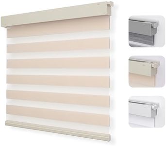 Joydeco No Drill Zebra Blinds for Windows, Cordless Dual-Layer Privacy Zebra Shades for Indoor Windows, Easy to Install, Light Filtering Sheer Blinds for Home (Light Beige,46 "W x 75 "H)