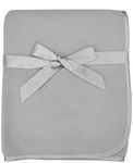 TL Care Fleece Blanket with Satin Trim, Gray, 3/8"